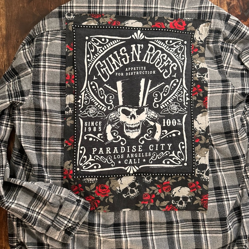 Guns and Roses Upcycled Flannel